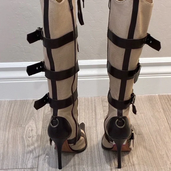 Gianmarco Lorenzi Brown and Cream Heeled Boots - Picture 7 of 8